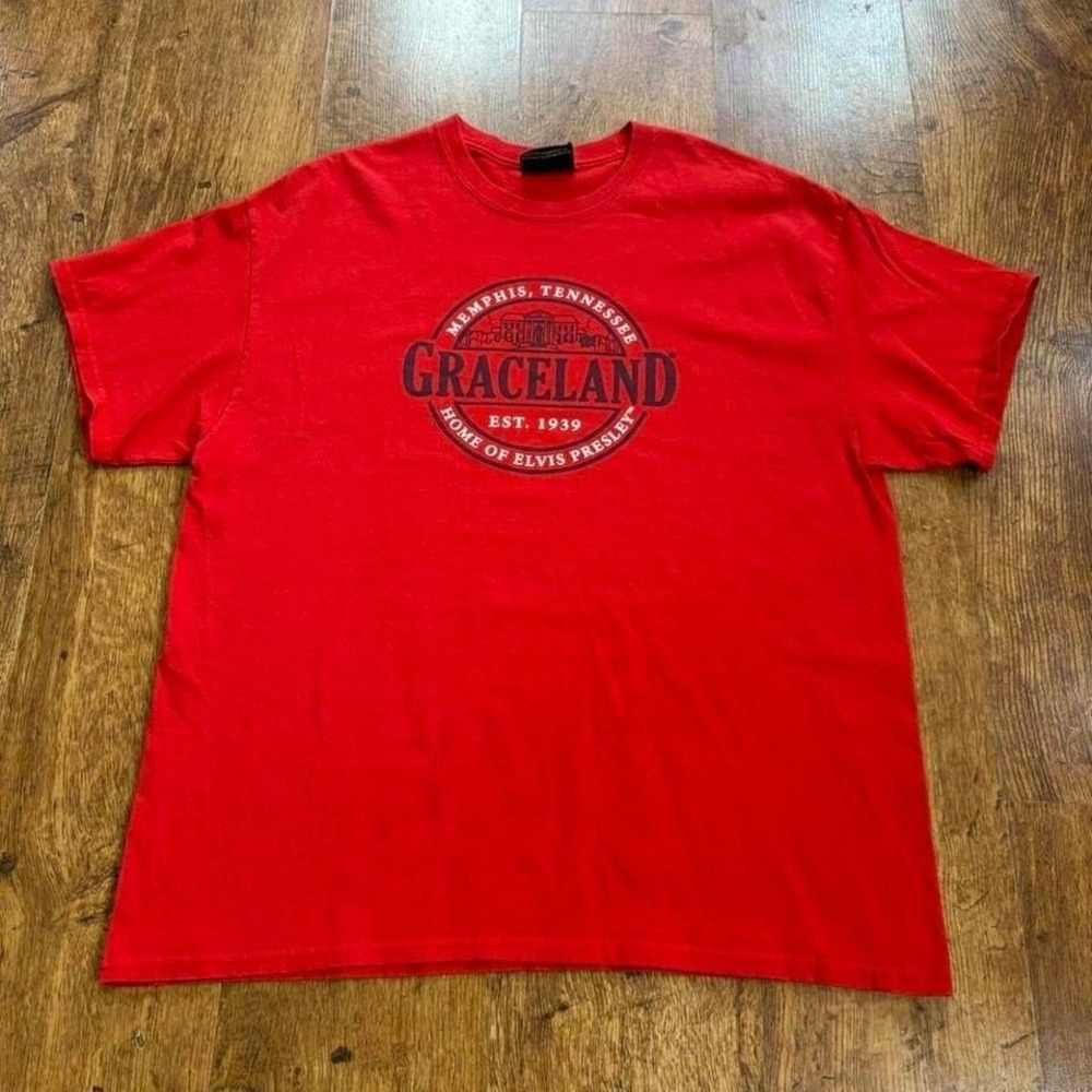 Red Graceland Elvis Presley Memphis‎ Tennessee Graphic T-Shirt, item 494